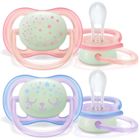 Philips Avent, Ultra Air, Night, smoczek uspokajający, różowy, 0-6m
