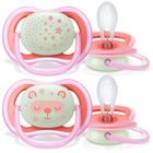 Philips Avent, Ultra Air, Night, smoczek uspokajający, różowy, 6-18m, 2 szt.