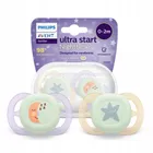 Philips Avent, Ultra Start Nighttime, smoczek uspokajający, 0-2m, 2 szt.