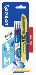 Pilot, Frixion Clicker, pióro kulkowe, granatowe 0.7 mm+ wkład, granatowy, 3 szt. + zakreślacz, żółty