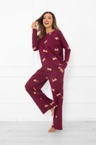 Piżama damska, bordowa, Italian Fashion