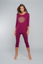 Piżama damska, bordowa, Mandala, Italian Fashion