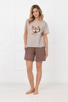 Piżama damska, brązowa, Shiba, Italian Fashion