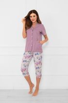 Piżama damska, plus size, fioletowa, Italian Fashion