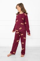 Piżama dziewczęca, bordowa, Kwadro, Italian Fashion