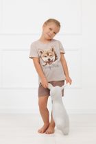 Piżama dziewczęca, brązowa, Shiba, Italian Fashion