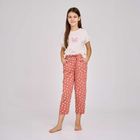 Piżama dziewczęca, ecru-różowa, Taro