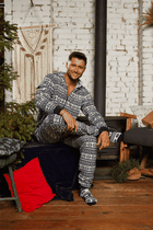 Piżama jednoczęściowa męska z kapturem, granatowa, Alaska, Italian Fashion