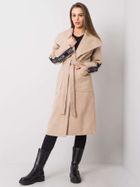 Płaszcz damski z wełną, beżowy, Lakerta