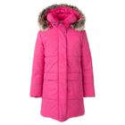 Płaszcz dziewczęcy z kapturem, różowy, Lenne