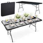 Plonos, stół cateringowy ogrodowy składany, czarny, 180 cm