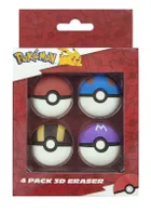 Pokemon, gumki do ścierania 3D, pokeball, 4 szt.