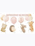 Pol-Mak, zaproszenie, 16-9,5 cm, Urodziny Roczek, zwierzęta, 10 szt.