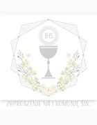 Pol-Mak, zaproszenie kwadrat, 12-12 cm, Komunia, srebrne, 10 szt.