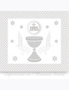 Pol-Mak, zaproszenie kwadrat, 12-12 cm, Komunia, srebrne, 10 szt.