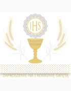 Pol-Mak, zaproszenie kwadrat, 12-12 cm, Komunia, złote, 10 szt.