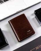 Portfel, brązowy, skórzany, Peterson