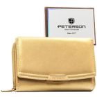 Portfel, ciemnobeżowy, skóra ekologiczna, RFID, Peterson