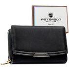 Portfel, czarny, skóra ekologiczna, RFID, Peterson