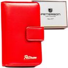 Portfel, czerwony, skóra ekologiczna, Peterson