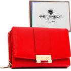 Portfel, czerwony, skóra ekologiczna, Peterson