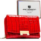 Portfel, czerwony, skóra ekologiczna, Peterson