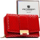 Portfel, czerwony, skóra ekologiczna, Peterson