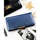 Portfel, granatowy, skóra ekologiczna, RFID, Peterson