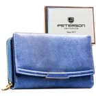 Portfel, granatowy, skóra ekologiczna, RFID, Peterson