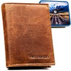 Portfel, jasnobrązowy, skórzany, RFID, Peterson