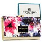 Portfel, skóra naturalna i ekologiczna, kwiatowy wzór, Peterson