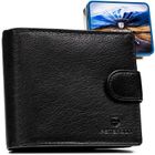 Portfel z brelokiem, czarny, skórzany, Peterson