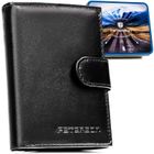 Portfel z brelokiem, czarny, skórzany, Peterson