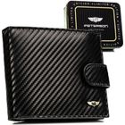 Portfel z brelokiem, czarny, skórzany, Peterson