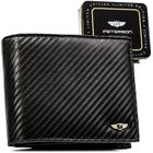 Portfel z brelokiem, czarny, skórzany, Peterson