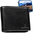 Portfel z brelokiem, czarny, skórzany, Peterson