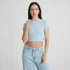 Prążkowana koszulka crop top z modalem NOWEAR