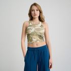 Prążkowany top khaki z domieszką modalu NOWEAR