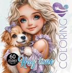 Przytulanie pies. Kolorowanka z naklejkami