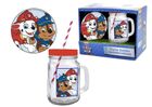 Psi Patrol, kubek / słoik szklany ze słomką i podstawką w kartonowym pudełku, 350 ml