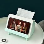 Pudełko na chusteczki z uchwytem na telefon, miętowe