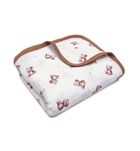 Pulp, Zamyślony Miś, kocyk muślinowy z lamówką, 100-120 cm