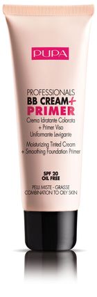 Pupa, Professionals BB Cream & Primer SPF 20, baza pod makijaż do cery mieszanej i tłustej, 001 Nude, 50 ml