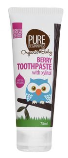 Pure Beginnings, Organic Baby, pasta do zębów bez fluoru z Ksylitolem o smaku dojrzałych malin, 75 ml