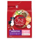 Purina, One, Adult, Sensitive Salmon&Rice, karma sucha dla psów ras średnich i dużych, 2,5 kg