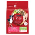 Purina, One, Adult, Turkey & Rice, karma sucha dla psów ras średnich i dużych, 2,5 kg