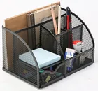 Q-Connect, Office Set, przybornik na biurko, metalowy, z miejscem na listy, czarny