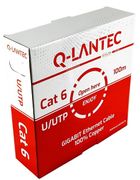 Q-lantec, kabel, U/UTP kat.6, sieciowy, skrętka, PVC, Eca 4PR, 1Gb/s, 10Gb/s do 55m, szary, 100m, KIU6PVC100Q