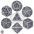 Q-Workshop, komplet kości, Komplet Krasnoludzki, szaro-czarny