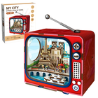 QBI, Uliczki Paryża, miniaturowy telewizor retro, podświetlenie LED, puzzle 3D, 98 elementów